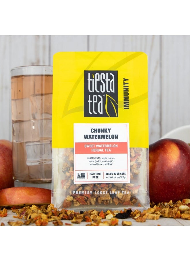 Tiesta Tea - Chunky Watermelon, Sweet Watermelon Herbal Tea, Loose Leaf, Up To 25 Cups, Make Hot Or Iced, Non-Caffeinated, 2 Ounce Resealable Pouch