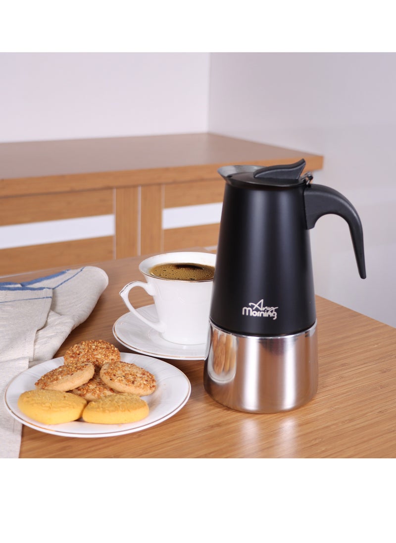 Any Morning Stovetop Stainless Steel Espresso Coffee Maker 300ML Black