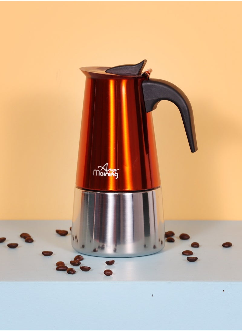 Any Morning Stovetop Stainless Steel Espresso Coffee Maker 300ML Copper