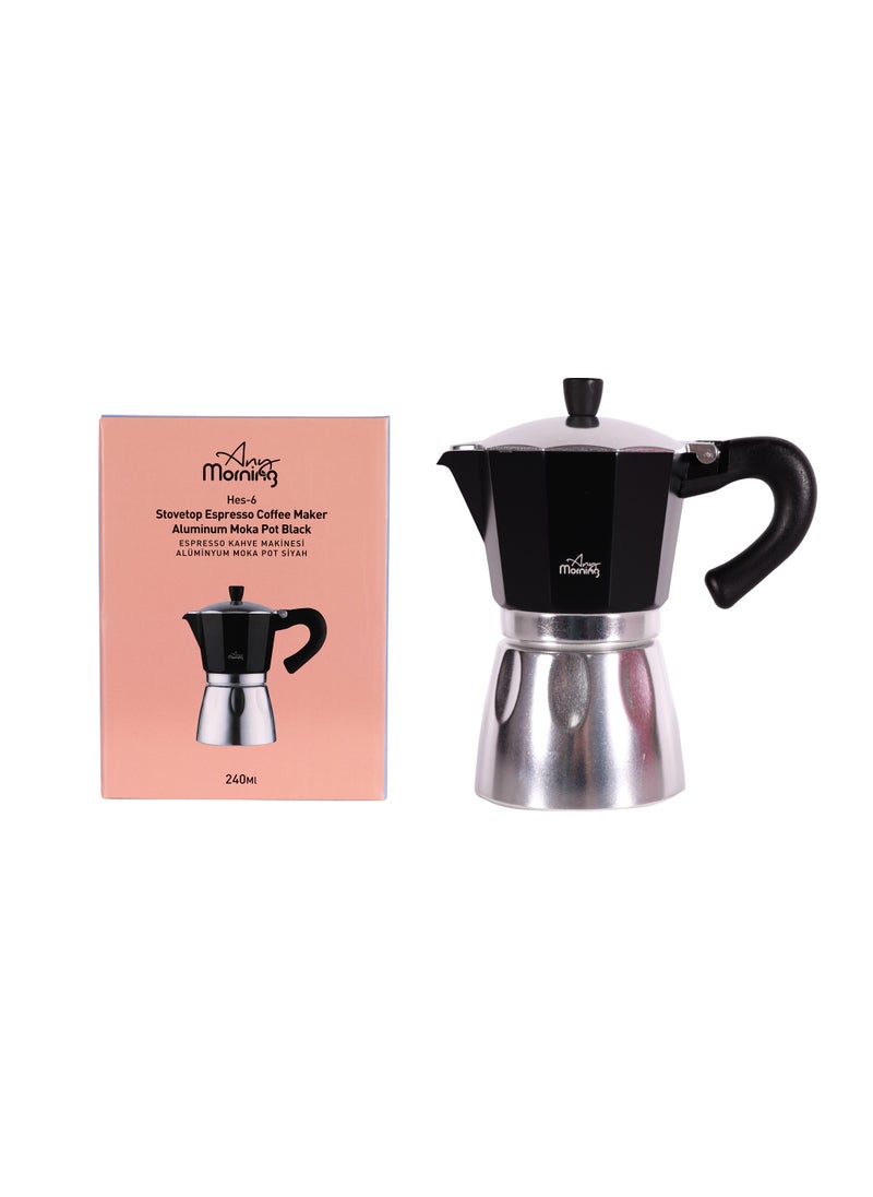 Any Morning Stovetop Aluminum Espresso Coffee Maker 240ML Black