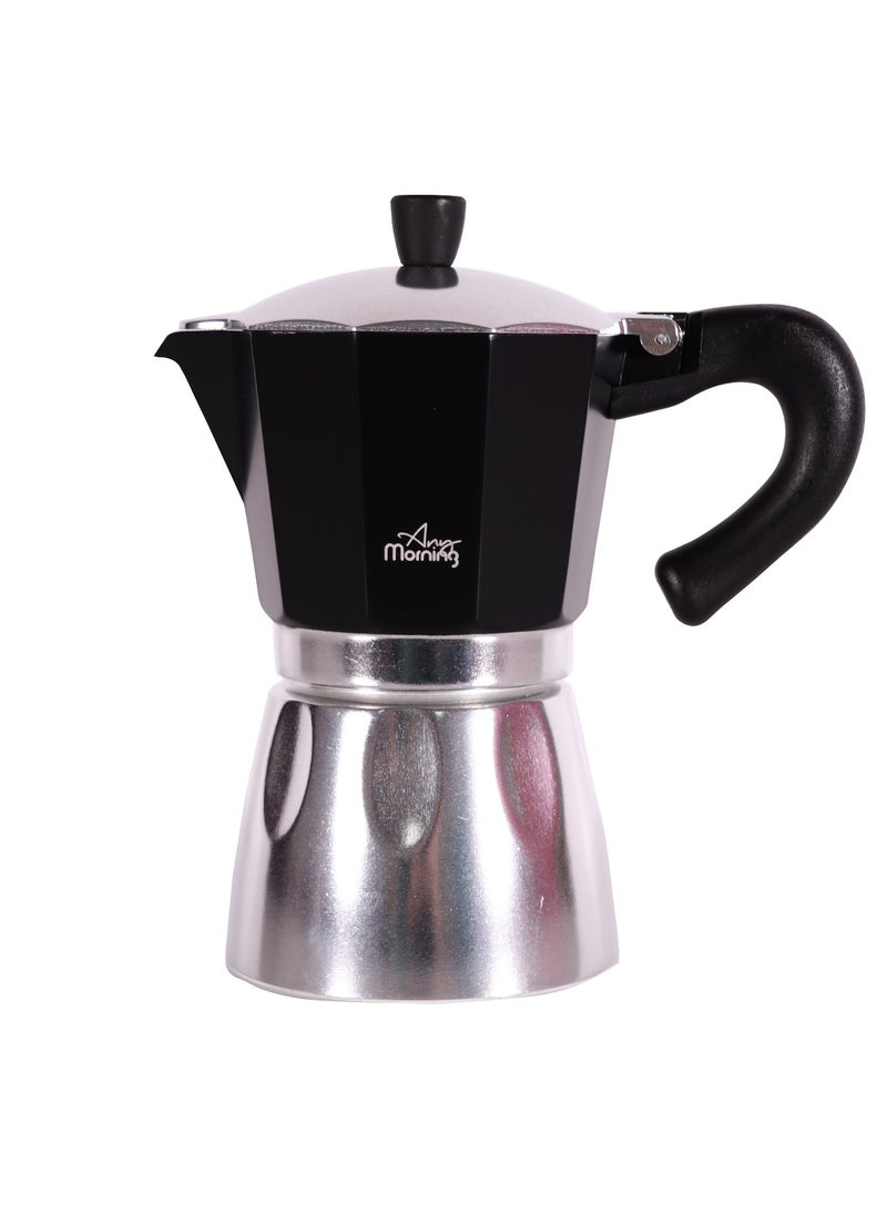 Any Morning Stovetop Aluminum Espresso Coffee Maker 240ML Black