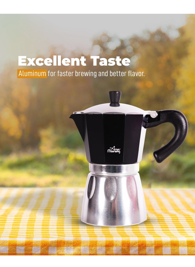 Any Morning Stovetop Aluminum Espresso Coffee Maker 240ML Black