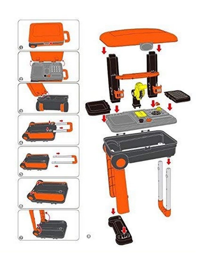 Tool Set, Children'S Twist Trolley Case Workbench 2 In 1 Tool Set