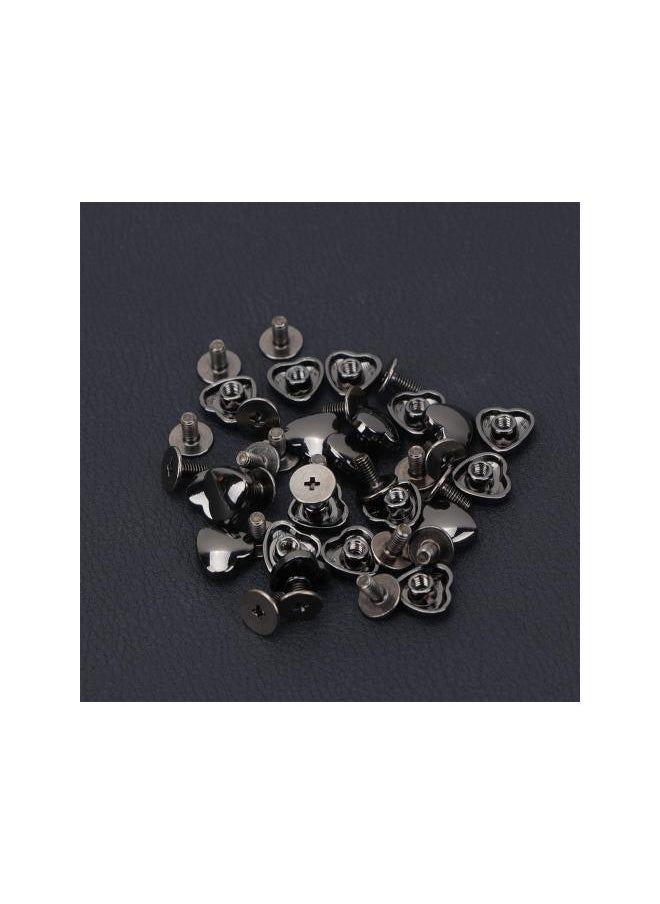 Metal Heart Shape Decoration Stud Rivets for Belt Clothes Purse Handbag Leather Craft DIY Embellishments Accessories 20pcs (Black)