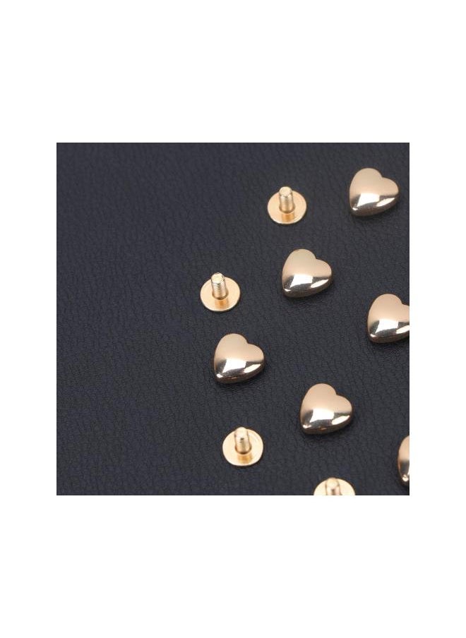 Metal Heart Shape Decoration Stud Rivets for Belt Clothes Purse Handbag Leather Craft DIY Embellishments Accessories 20pcs (Golden)