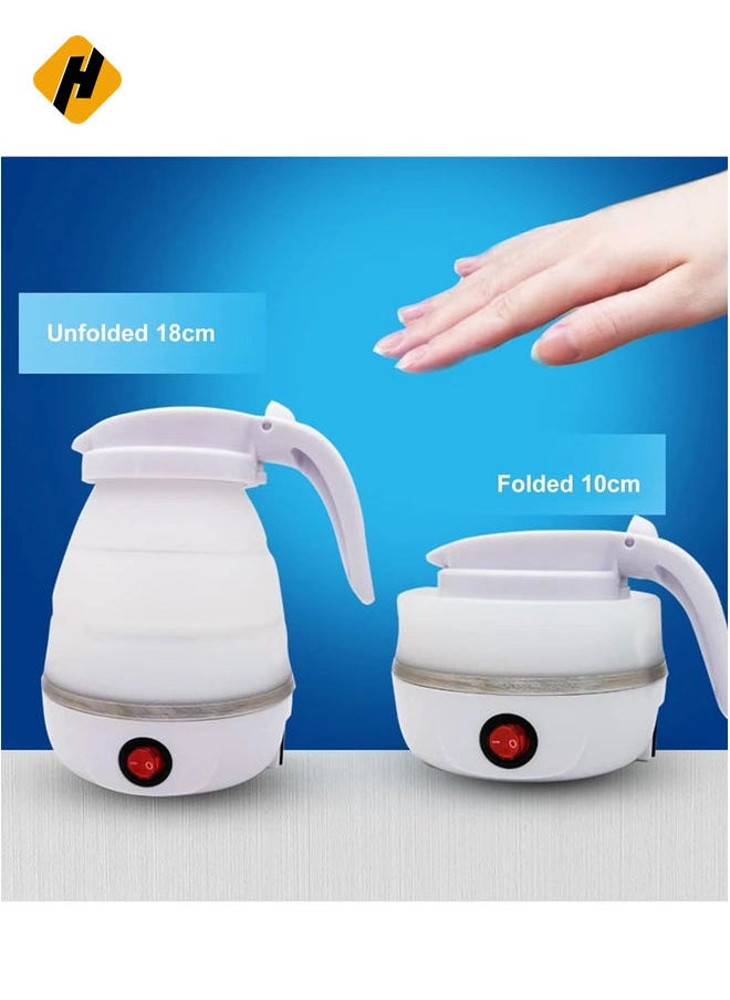 Travel Foldable Silicon Water Heater Jug Collapsible Mini Portable Electric Kettle (White)