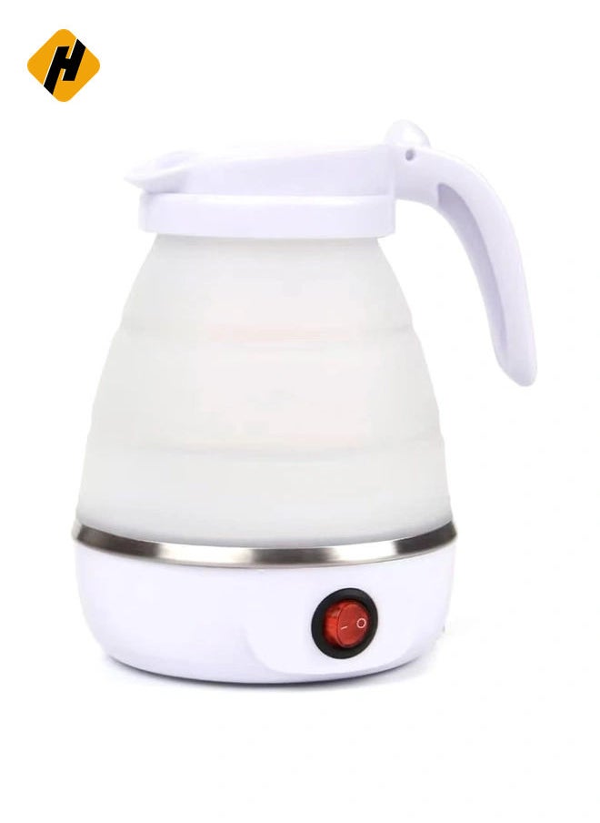 Travel Foldable Silicon Water Heater Jug Collapsible Mini Portable Electric Kettle (White)