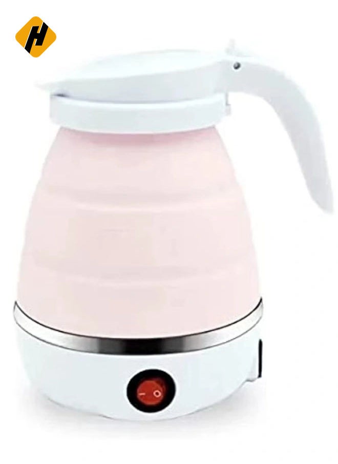 Foldable Electric Kettle, 400W Portable 0.6L Electric Kettle, Camping Travel (Pink)