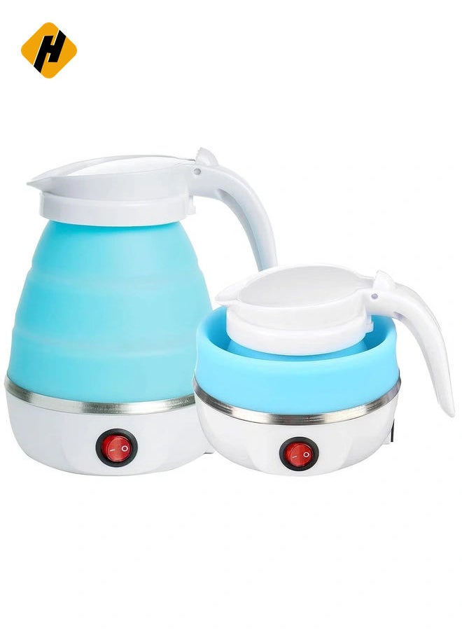 Portable Folding Electric Kettle Fast Boiling Foldable Electric Kettle for Travel Food Grade Silicone Boil Dry Protection Electric Kettle with Separable Power Cord for Hiking Camping