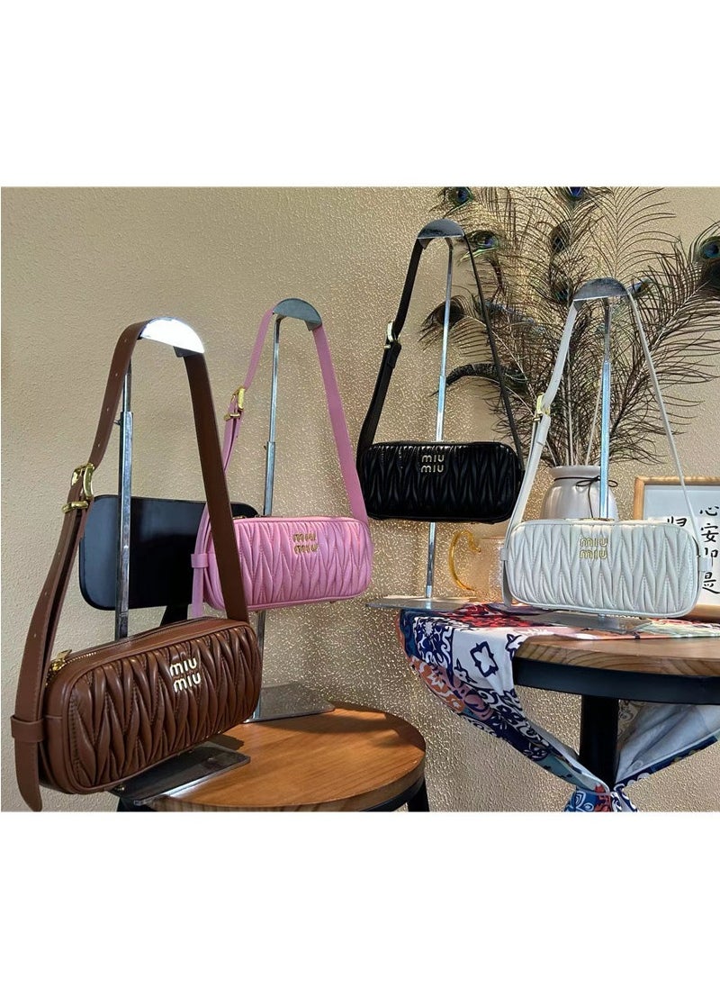 MIU Logo-Lettering Zip-Up Shoulder Bag
