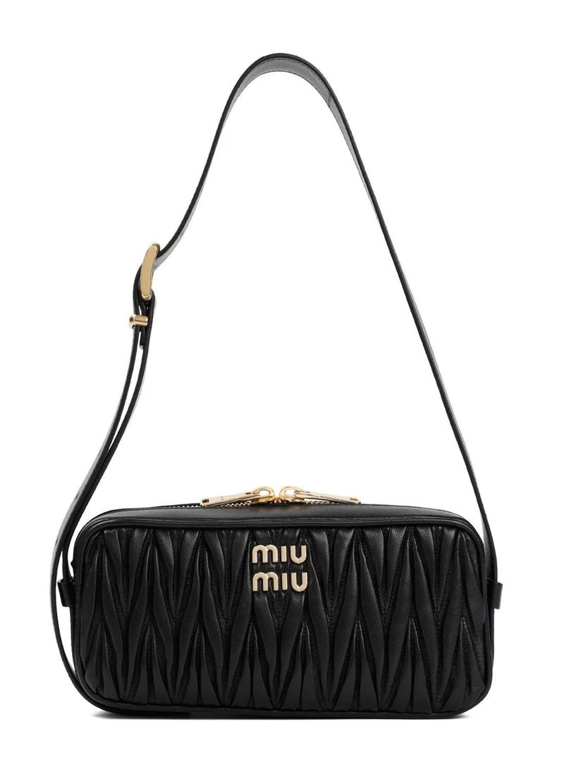 MIU Logo-Lettering Zip-Up Shoulder Bag