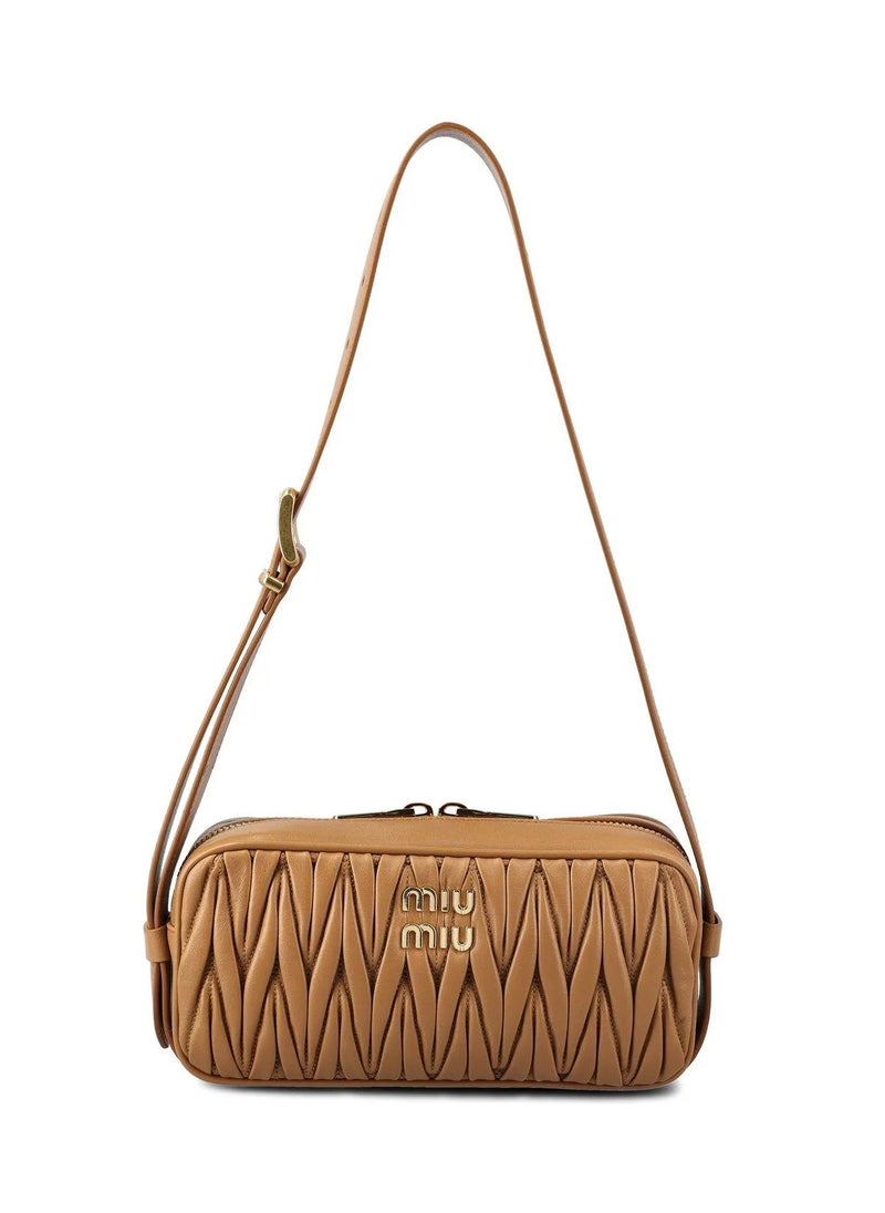 MIU Logo-Lettering Zip-Up Shoulder Bag