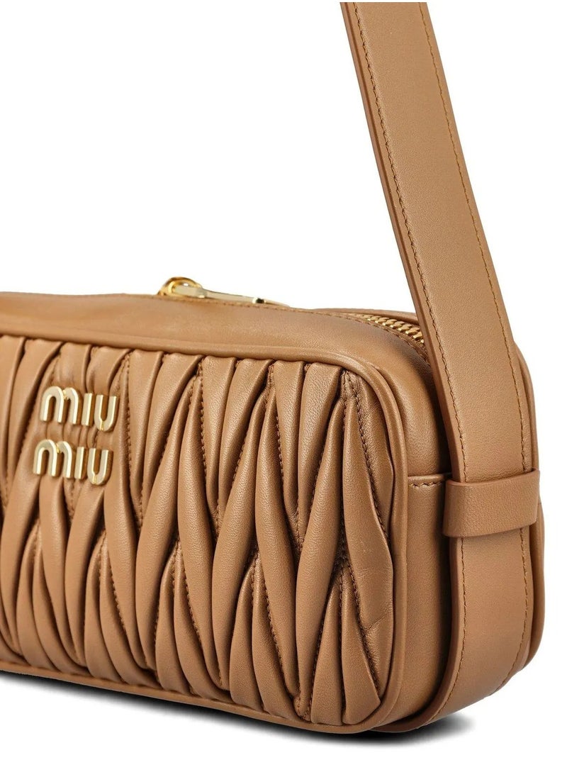 MIU Logo-Lettering Zip-Up Shoulder Bag