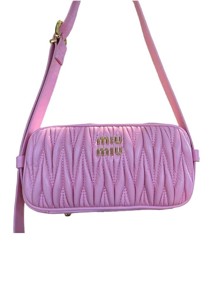 MIU Logo-Lettering Zip-Up Shoulder Bag