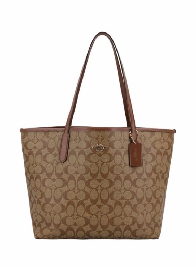 COACH Women's Classic Logo Canvas MOLLIE Tote Bag Large Capacity Shopping Bag