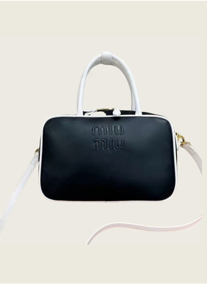 MIU Leather Briefcase Patchwork Handbag Shoulder Crossbody Bag