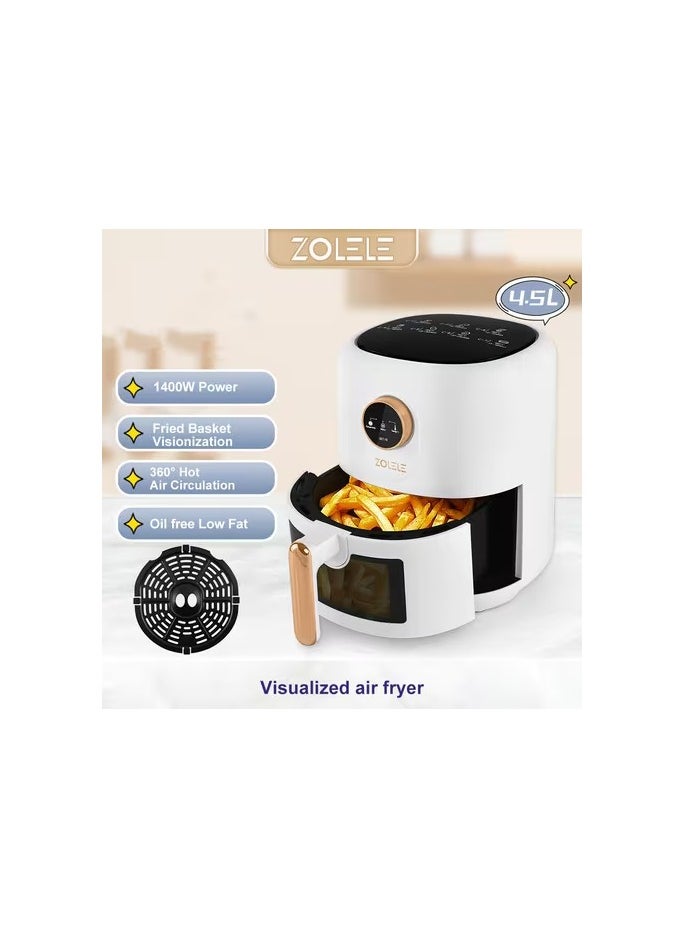 Zolele ZA004 Electric Air Fryer 4.5L Capacity Non-Stick Coating Fried Basket Knob Control Temperature Pull Pan Automatic Power Off 1400W Power