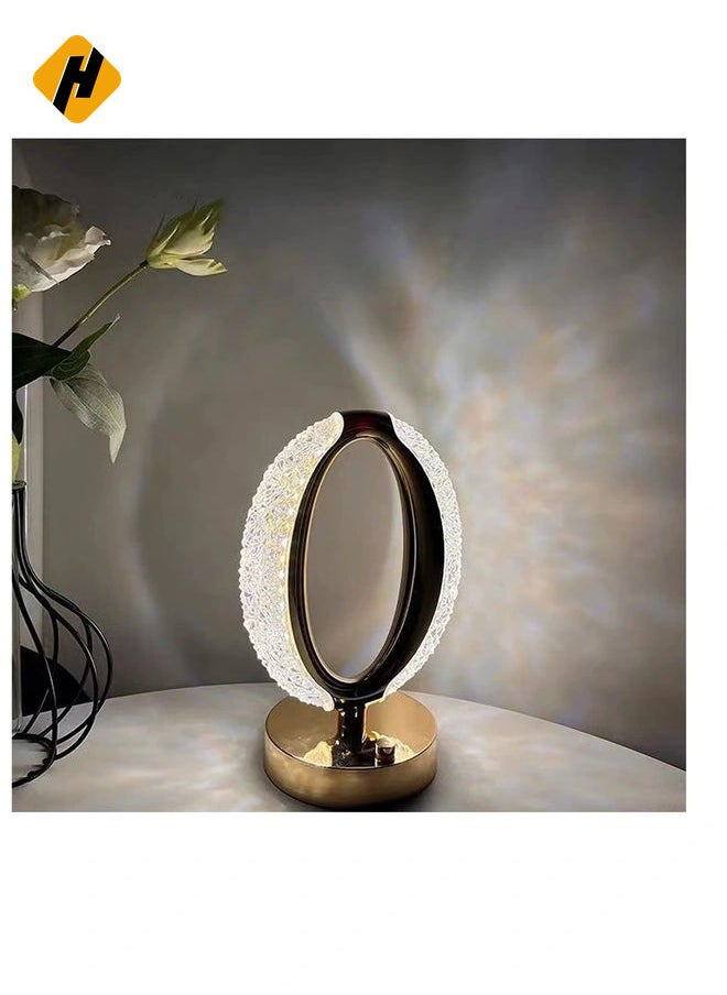 Crystal Diamond Table Lamp Round Oval Nightlight Type C Tricolour Dimming Table