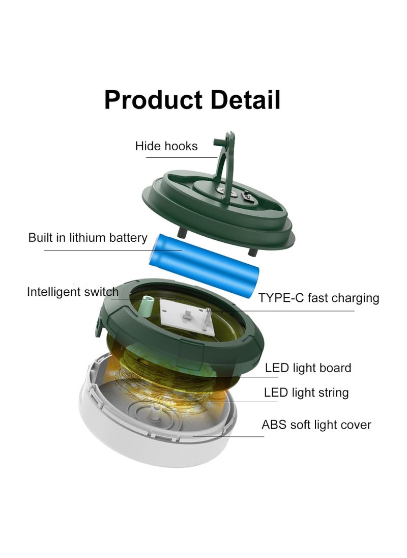 String Lights, 4 in 1 Outdoor Camping Lantern with Multi Lighting Modes (32.8Ft), Quick 30s Recovery, Waterproof, Type-C Fast Charging, Portable Camping Lights for Camping, Yard, Hiking