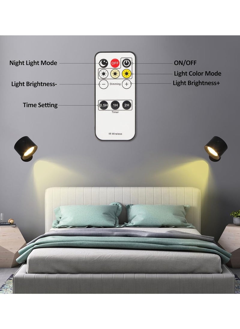 Wall Lights Wall Lamp with Remote, 5V Battery Operated Wall Sconce 2000mAh Rechargeable Battery, 3 Color & Dimmable, Led Wall Light with a Magnetic Link Base