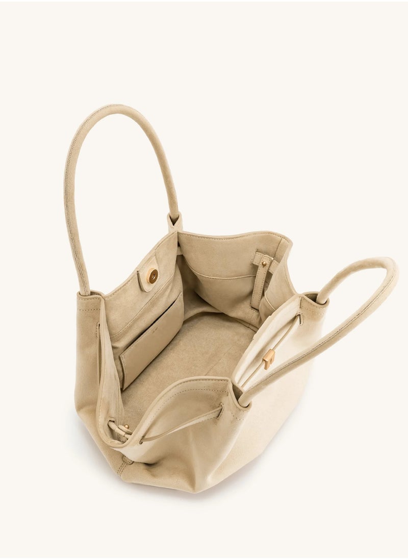 PEI Hana Medium Faux Suede Tote White