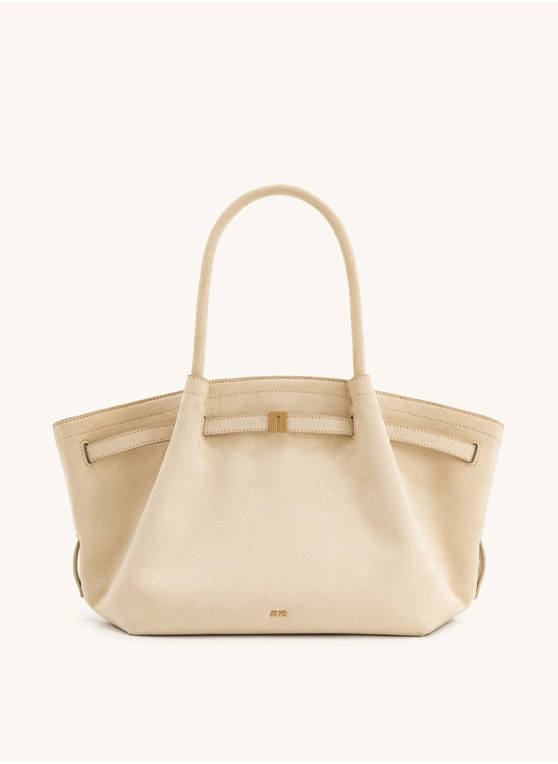 PEI Hana Medium Faux Suede Tote White