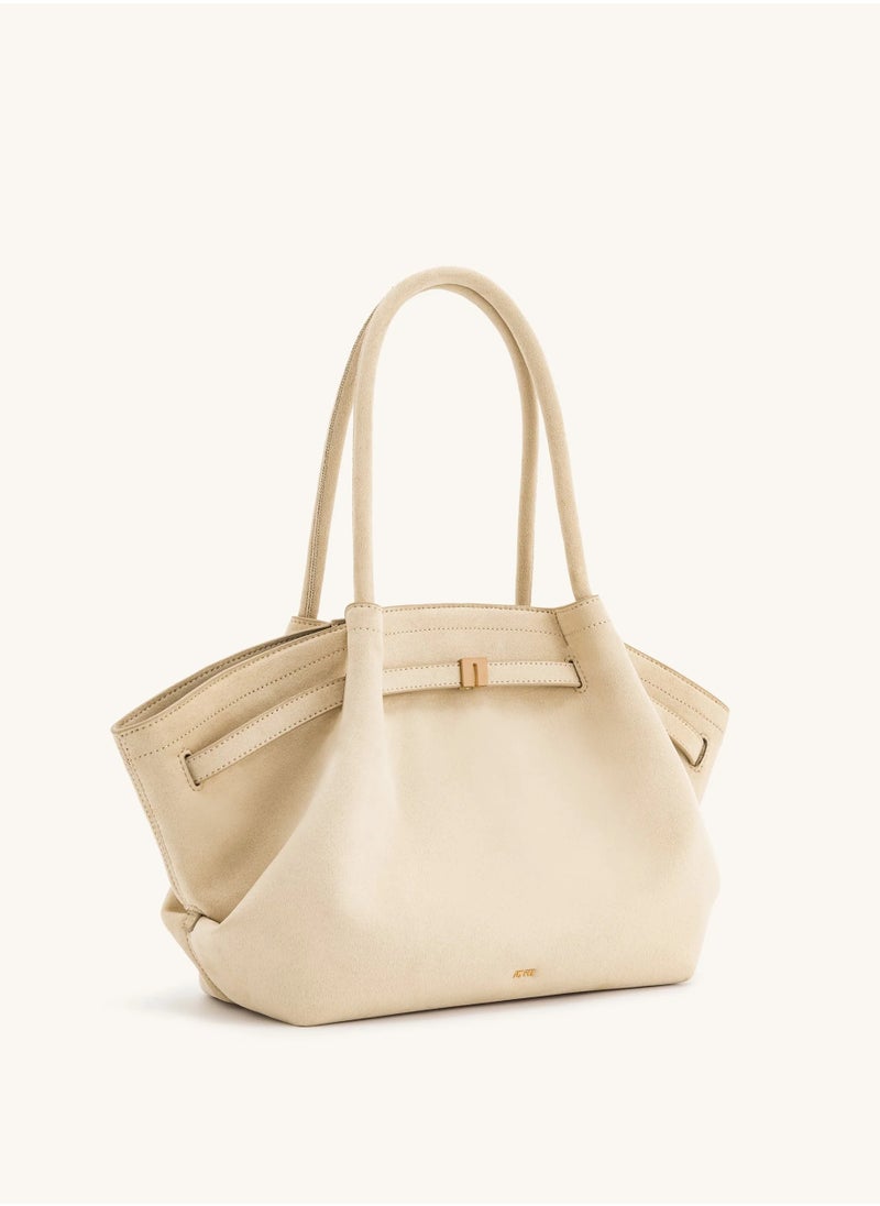 PEI Hana Medium Faux Suede Tote White