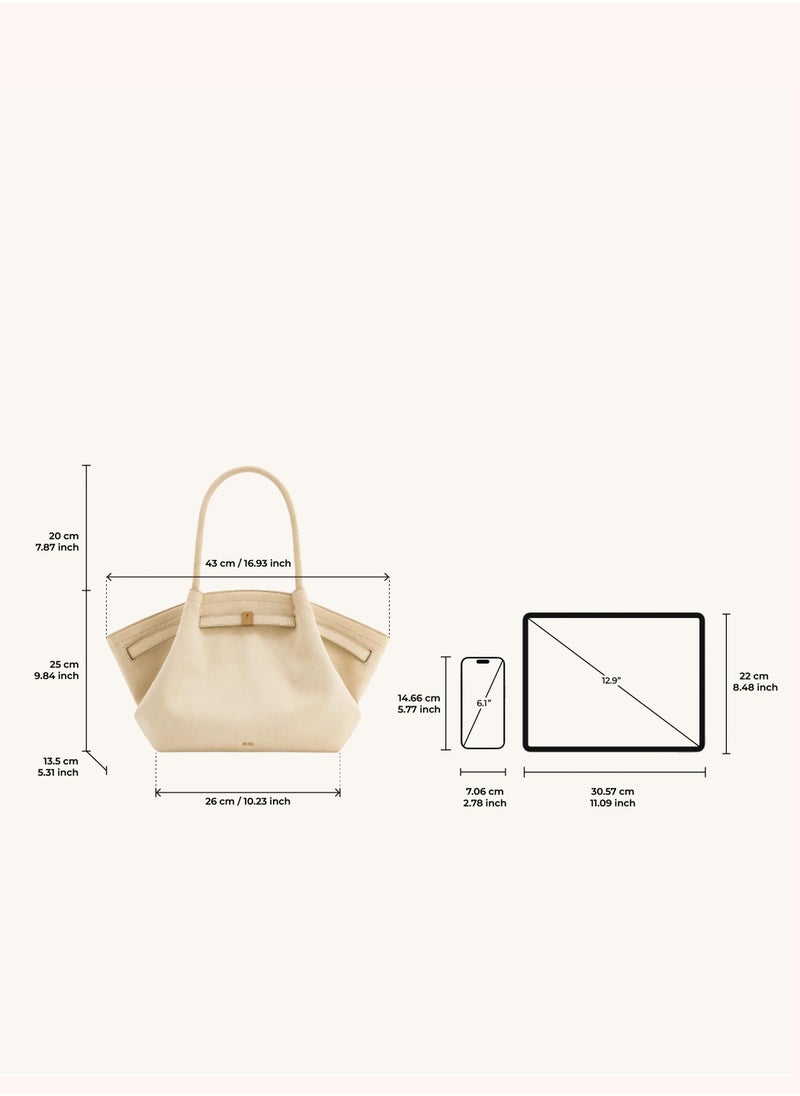 PEI Hana Medium Faux Suede Tote White