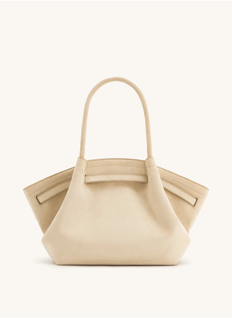 PEI Hana Medium Faux Suede Tote White