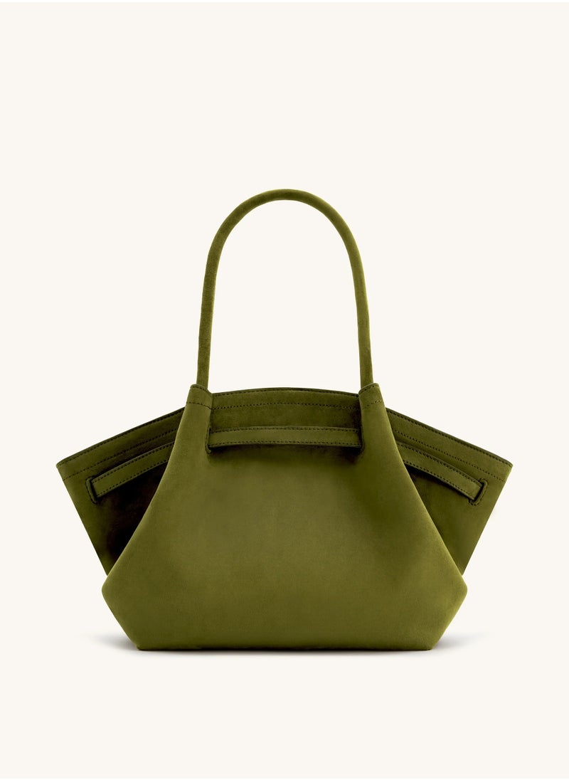 PEI Hana Medium Faux Suede Tote Dark Olive