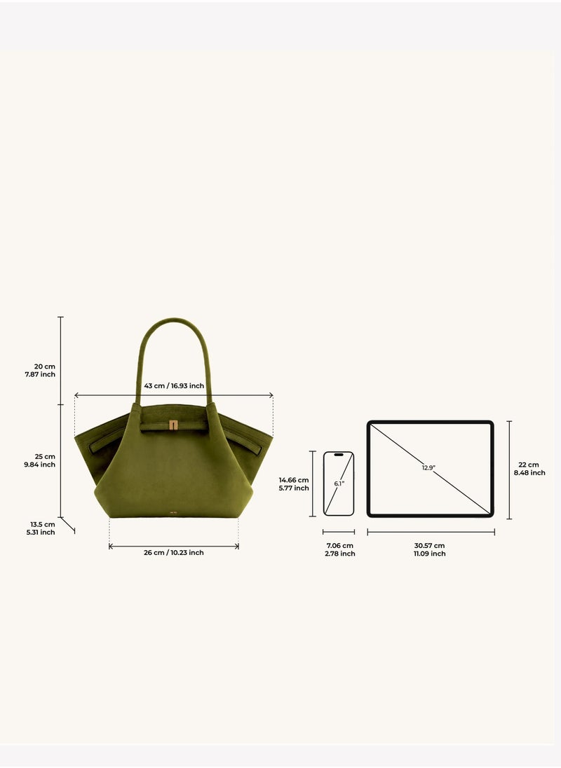 PEI Hana Medium Faux Suede Tote Dark Olive