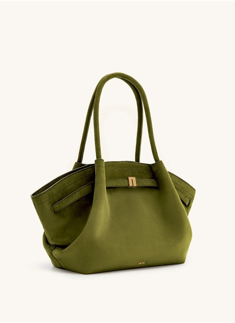 PEI Hana Medium Faux Suede Tote Dark Olive