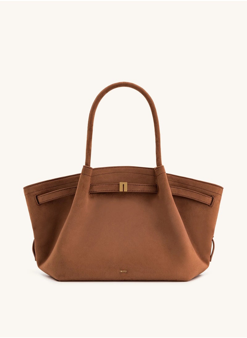 PEI Hana Medium Faux Suede Tote Brown