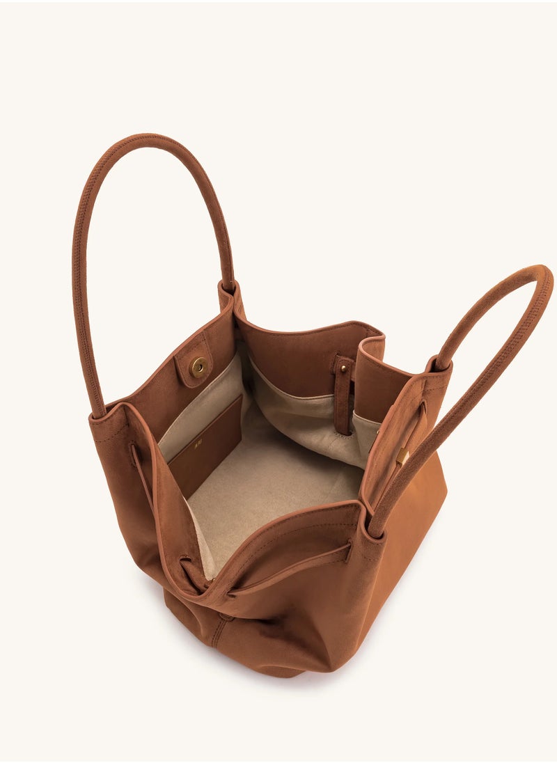 PEI Hana Medium Faux Suede Tote Brown