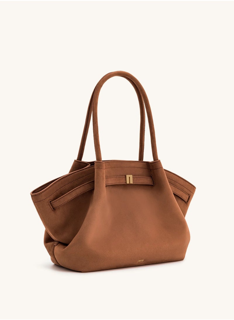 PEI Hana Medium Faux Suede Tote Brown