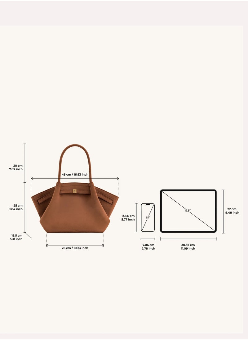 PEI Hana Medium Faux Suede Tote Brown