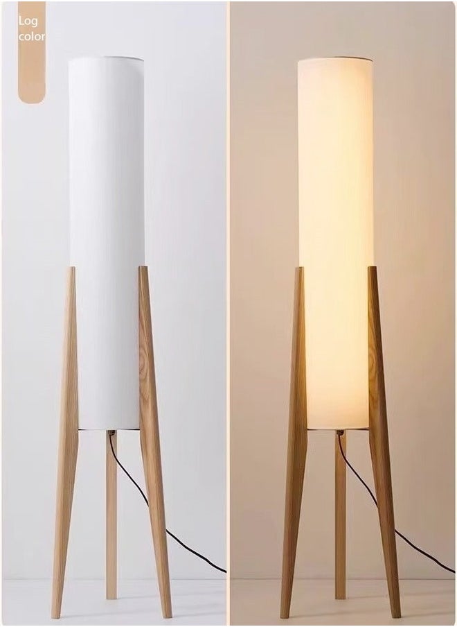 Personalized Artistic Design Nordic Retro Style Atmosphere Floor Lamp Standing Floor Light with Wood Legs Tri Color Brightness Control Lampshade Floor Lamp Decorative Corner Standing Light for Living Room Bedroom Hotel Shops Office 26x126.8 Centimeter