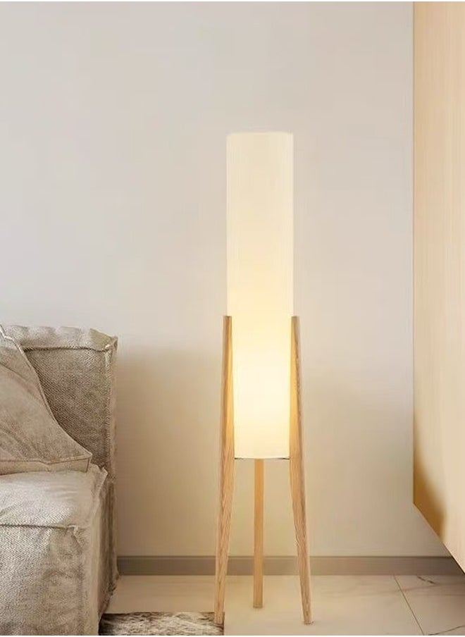 Personalized Artistic Design Nordic Retro Style Atmosphere Floor Lamp Standing Floor Light with Wood Legs Tri Color Brightness Control Lampshade Floor Lamp Decorative Corner Standing Light for Living Room Bedroom Hotel Shops Office 26x126.8 Centimeter