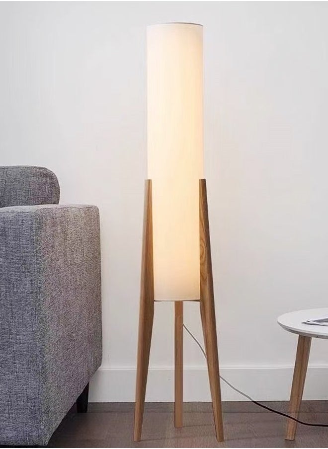 Personalized Artistic Design Nordic Retro Style Atmosphere Floor Lamp Standing Floor Light with Wood Legs Tri Color Brightness Control Lampshade Floor Lamp Decorative Corner Standing Light for Living Room Bedroom Hotel Shops Office 26x126.8 Centimeter