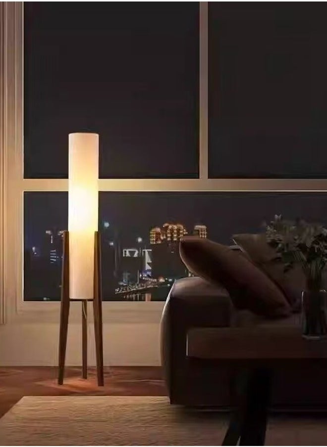 Personalized Artistic Design Nordic Retro Style Atmosphere Floor Lamp Standing Floor Light with Wood Legs Tri Color Brightness Control Lampshade Floor Lamp Decorative Corner Standing Light for Living Room Bedroom Hotel Shops Office 26x126.8 Centimeter