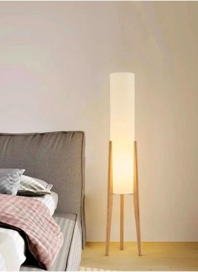 Personalized Artistic Design Nordic Retro Style Atmosphere Floor Lamp Standing Floor Light with Wood Legs Tri Color Brightness Control Lampshade Floor Lamp Decorative Corner Standing Light for Living Room Bedroom Hotel Shops Office 26x126.8 Centimeter