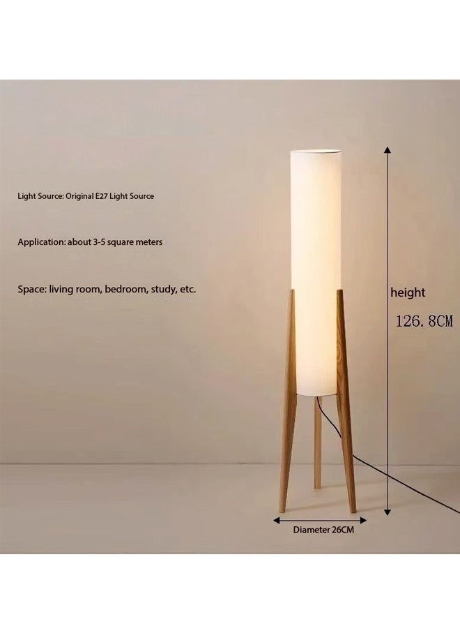 Personalized Artistic Design Nordic Retro Style Atmosphere Floor Lamp Standing Floor Light with Wood Legs Tri Color Brightness Control Lampshade Floor Lamp Decorative Corner Standing Light for Living Room Bedroom Hotel Shops Office 26x126.8 Centimeter