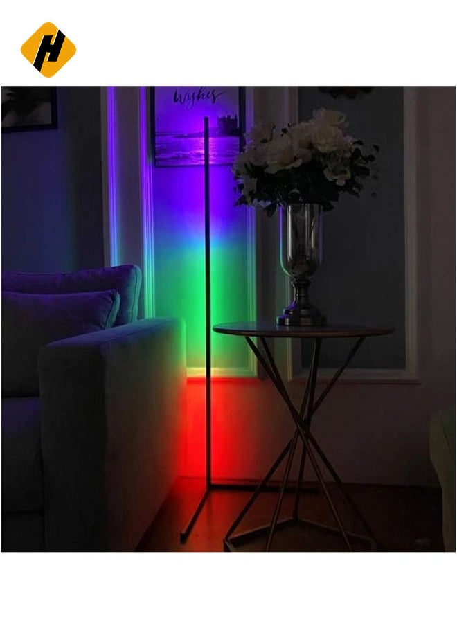 Smart RGB Floor Lamp, LED Floor Lamp Ambient Background Light, Modern Minimalism Color Changing LED Dimmable Torchiere, Black,