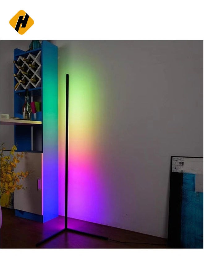 Smart RGB Floor Lamp, LED Floor Lamp Ambient Background Light, Modern Minimalism Color Changing LED Dimmable Torchiere, Black,