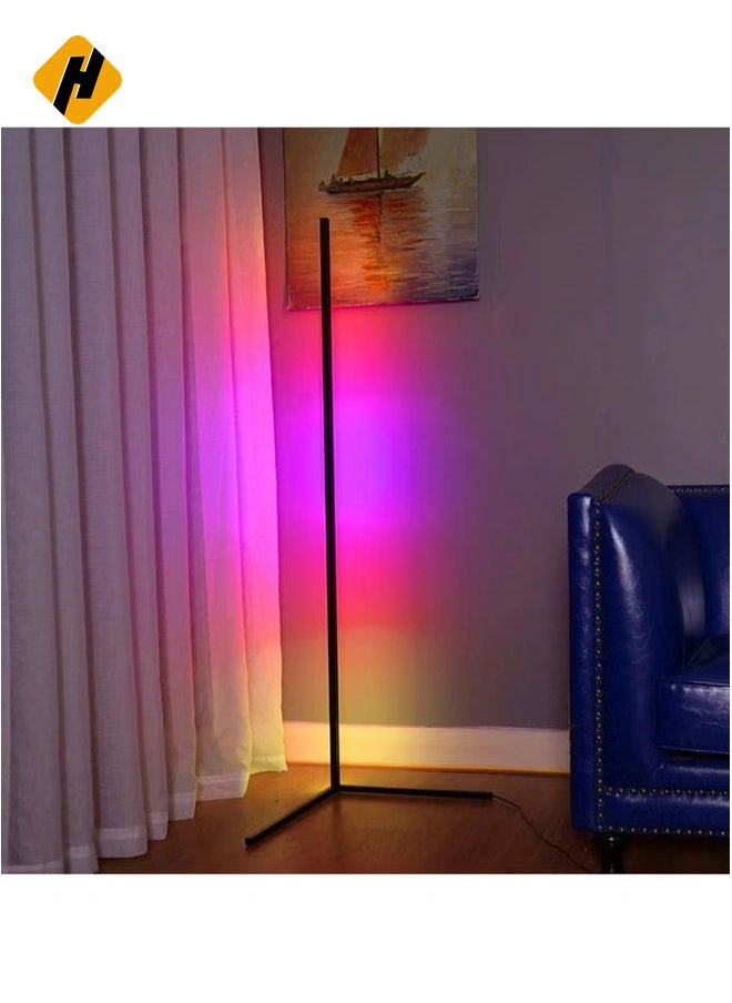 Smart RGB Floor Lamp, LED Floor Lamp Ambient Background Light, Modern Minimalism Color Changing LED Dimmable Torchiere, Black,