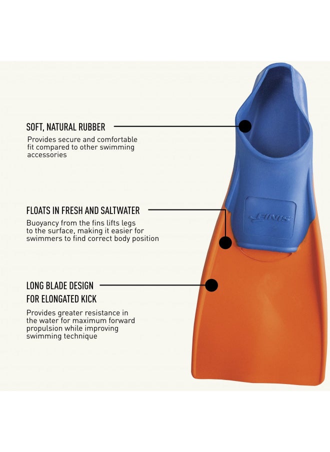 FINIS Long Floating Fins , Blue/Orange, XXS (Jr. 11-1) (1.05.037.02)