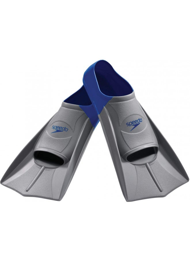 Unisex Adult Rubber Short Blade Training Swim Fins, Navy, Grey, 13 US