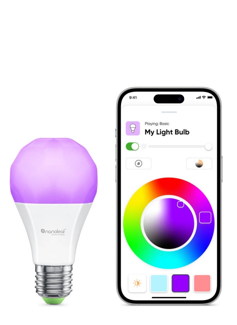 Nanoleaf Essentials Matter E27 Smart Bulbs, 16M Color, Single Pack | NF080B02-1A19E