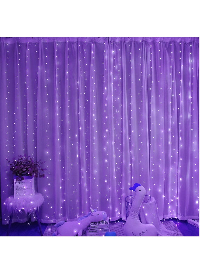 Remote Control Timing USB Copper Wire Light LED Curtain Light 33m 300 Lights (Hook Type) 3m Long Drooping 10 3m Light Lines (Purple Light)