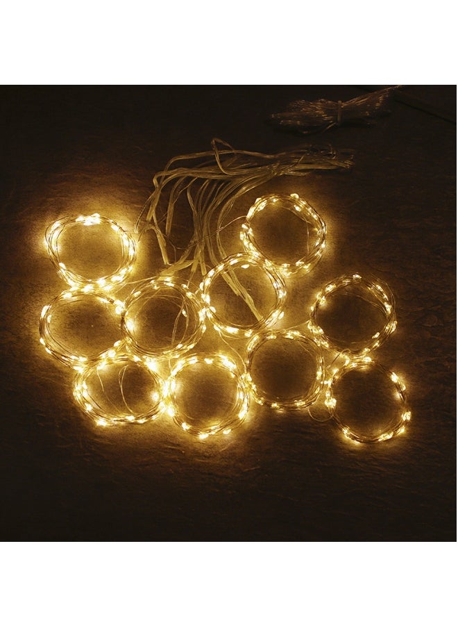 Remote Control Timing USB Copper Wire Light LED Curtain Light 33m 300 Lights (Hook Type) 3m Long Drooping 10 3m Light Lines (Purple Light)
